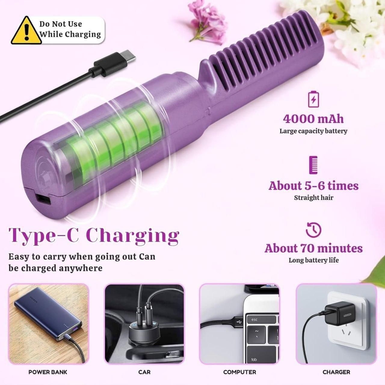Vivera Portable Rechargeable hair Straightener Hot Comb